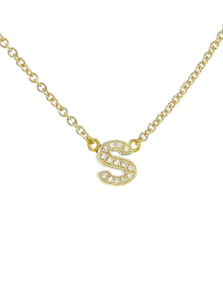 Jennifer Meyer Lower Case Diamond Initial Necklace - S - Yellow Gold