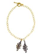 Cathy Waterman Double Oak Leaf Bracelet With Diamonds - 22 Karat Gold