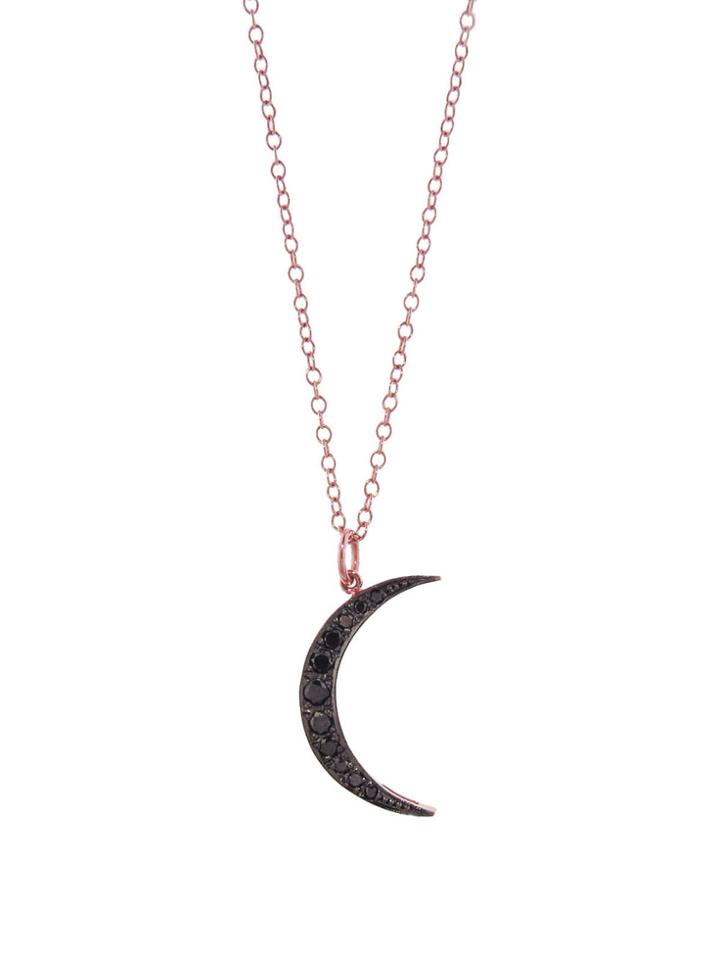 Andrea Fohrman Medium Luna Necklace With Black Diamonds - Rose Gold