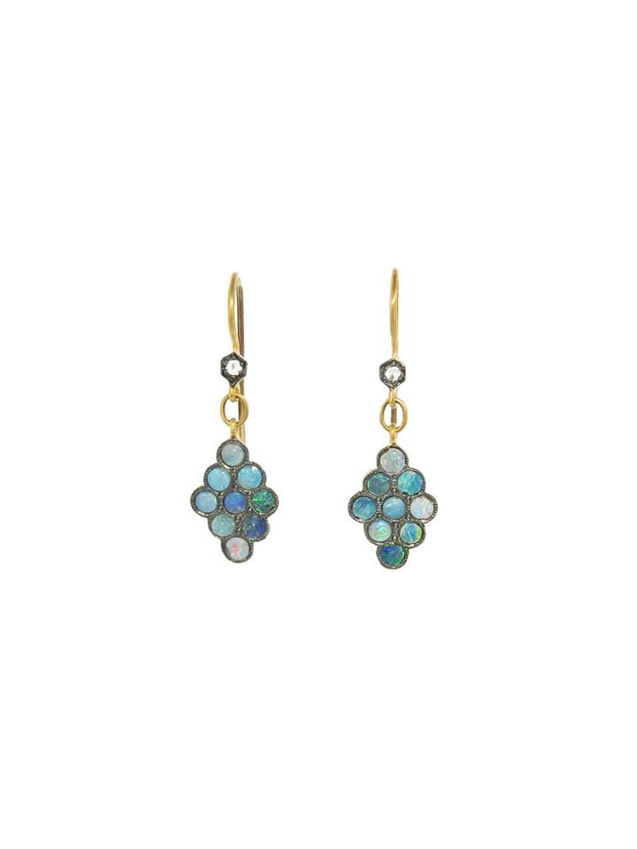 Cathy Waterman Boulder Opal Earrings With Scalloped Diamond Earrings
