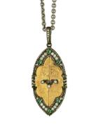 Arman Door Locket With Diamonds And Tsavorite - 22 Karat Gold