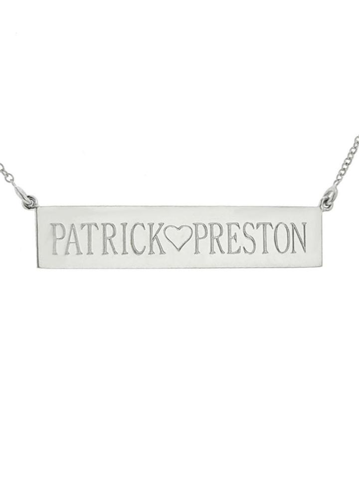 Jennifer Meyer Personalized Nameplate Necklace - White Gold 2 Sided Engraving