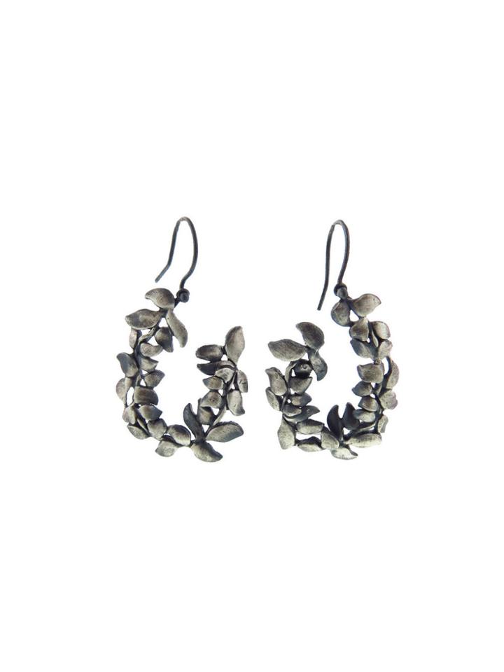 Himatsingka Wisteria Flat Loop Earrings - Oxidized Sterling Silver