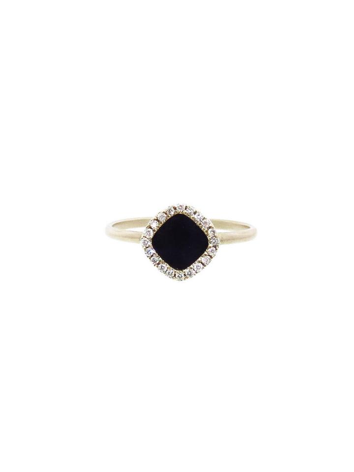 Monique Péan Black Guatemalan Jade Stud Ring With Diamonds