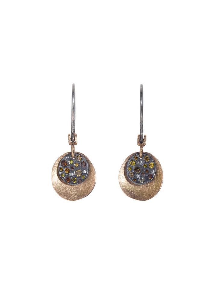 Todd Reed Rose Gold Drop Palladium Earrings With Diamonds