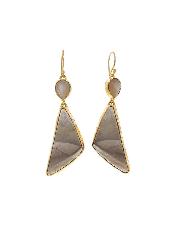 Heather Benjamin Double Drop Earrings - Peach Tigers Eye & Jasper