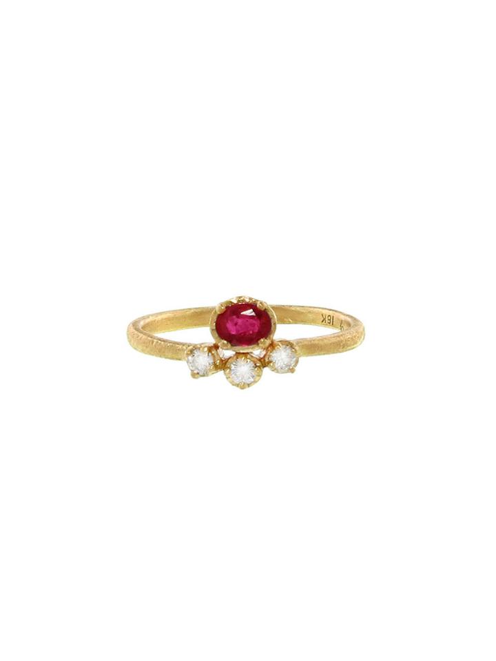 Yasuko Azuma Oval Ruby Muguet Ring With Diamonds