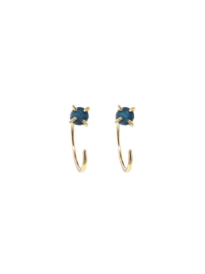 Melissa Joy Manning Round Opal Hug Earrings - Yellow Gold