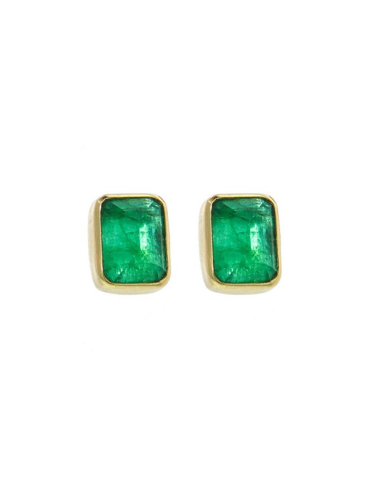 Jamie Joseph Emerald Rectangle Stud Earrings