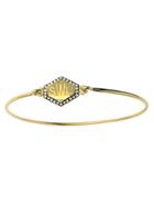 Jemma Wynne Personalized Hexagon Bangle With Blackened Diamonds - Yellow Gold