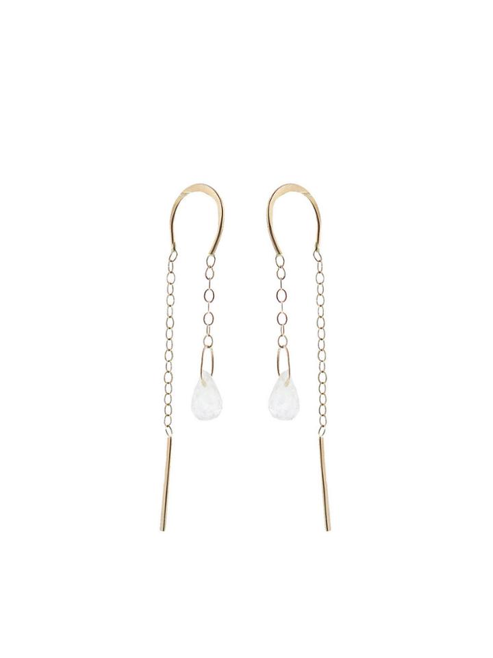 Melissa Joy Manning Rainbow Moonstone Horseshoe Chain Earrings