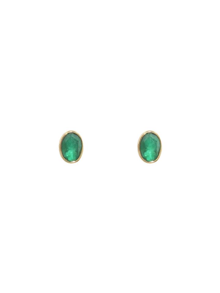 Jamie Joseph Rose Cut Emerald Oval Studs