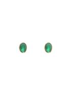 Jamie Joseph Rose Cut Emerald Oval Studs