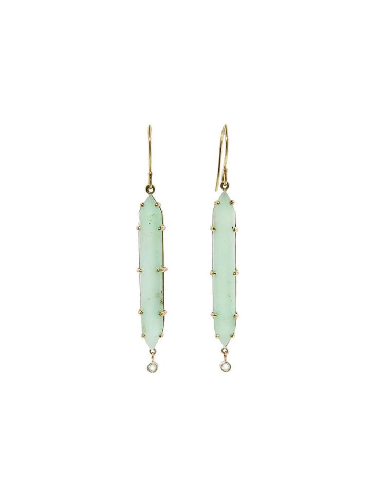 Jamie Joseph Long Pistachio Chrysoprase Drop Earrings