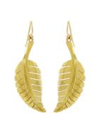 Jennifer Meyer Yellow Gold Large Leaf Drop Earrings