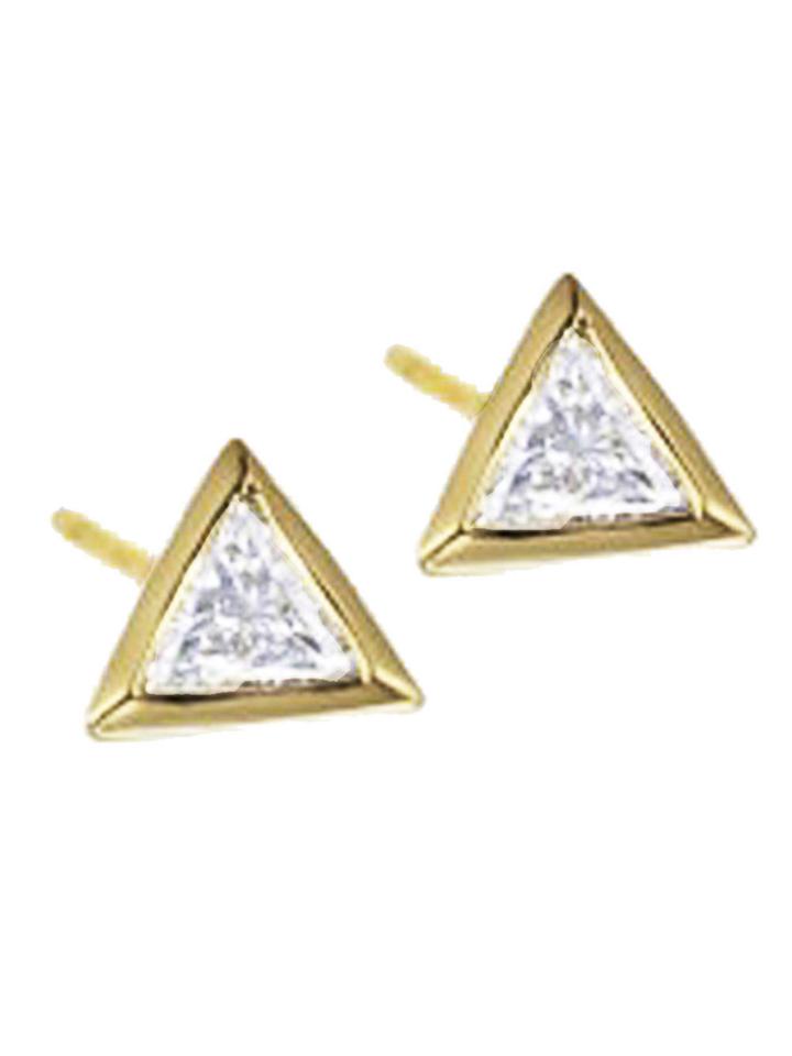Jennifer Meyer Trillion Cut Diamond Studs - Yellow Gold