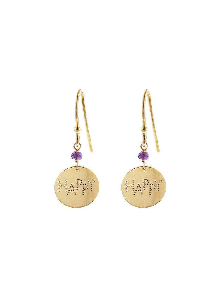 Perle De Lune Happy Medal Earrings - Amethyst