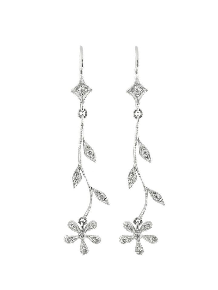 Cathy Waterman Vine And Daisy Earrings - Platinum