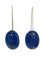 Necessary Stone Long Wire Oval Lapis Earrings