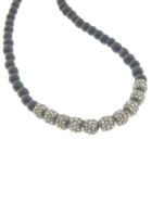 Catherine Michiels Matte Black Onyx Chain With Oxidized Sterling Diamond Beads