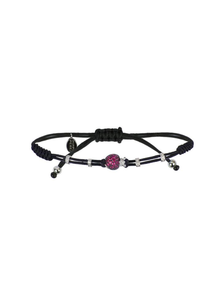 Pippo Perez Ladybug Cord Bracelet With Rubies