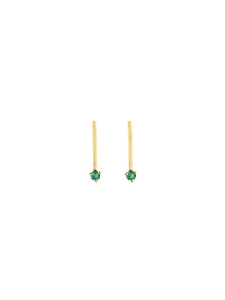 Wwake One-step Emerald Bar Earrings