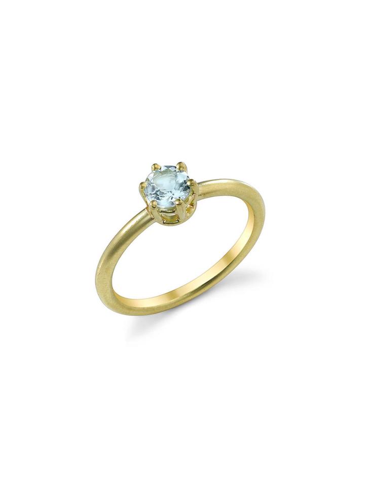 Irene Neuwirth Stackable Small Brilliant Cut Fine Aqua Ring - Yellow Gold