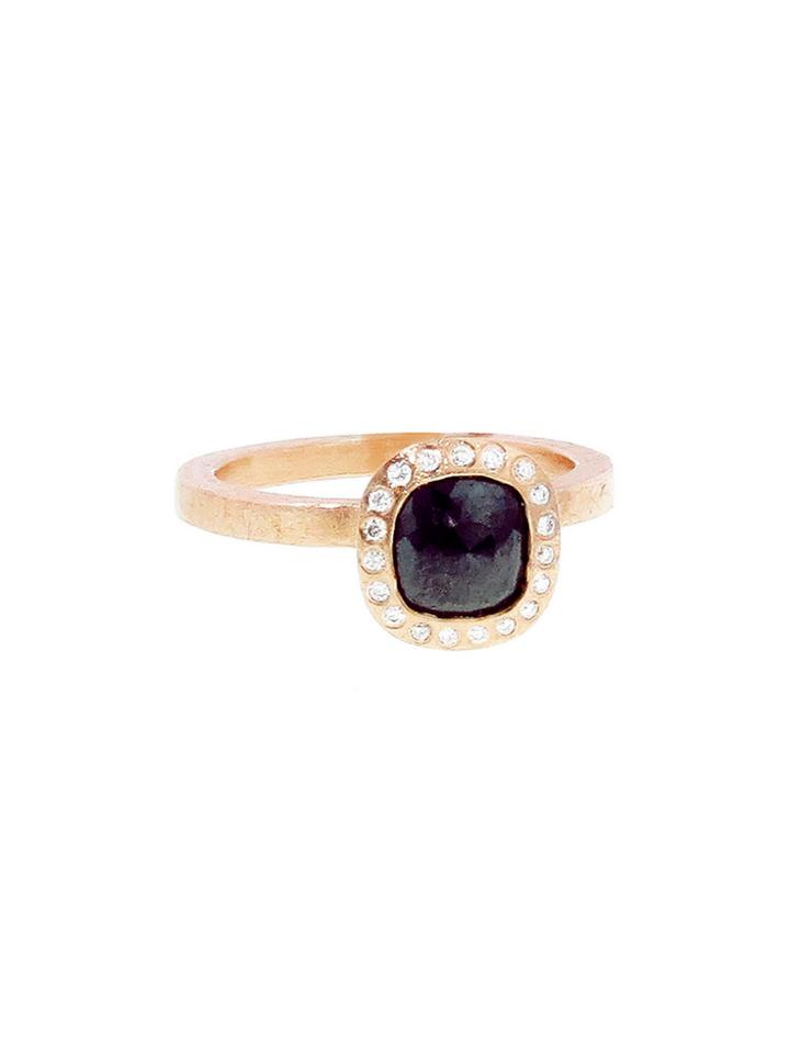 Todd Reed Square Black Diamond Solitaire In Rose Gold