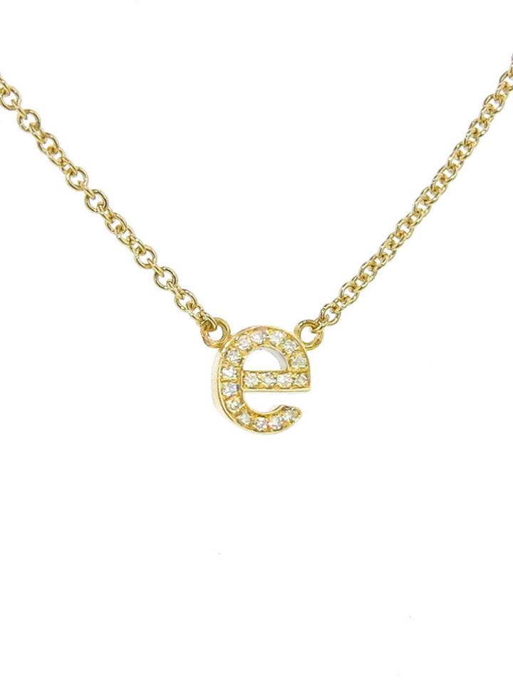 Jennifer Meyer Lower Case Diamond Initial Necklace - E - Yellow Gold