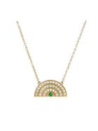 Andrea Fohrman Modern Diamond Rainbow Pendant With Single Emerald - Yellow Gold