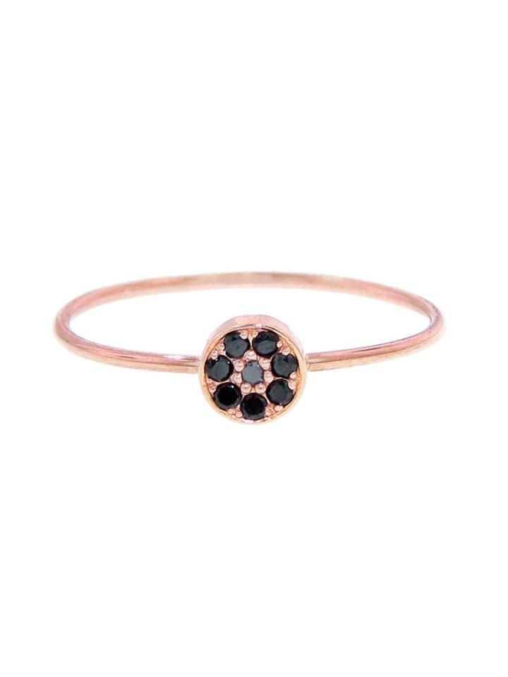 Jennifer Meyer Black Diamond Circle Stacking Ring - Rose Gold
