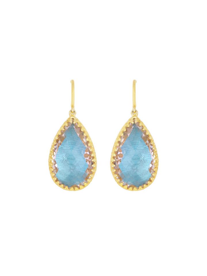 Larkspur & Hawk Sophia Drop Earrings In Yellow Gold - Robins Egg Blue