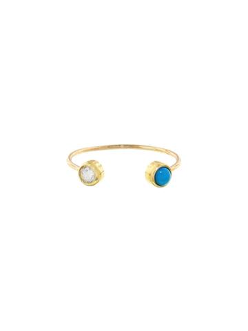 Jennifer Meyer Diamond And Turquoise Open Bezel Ring