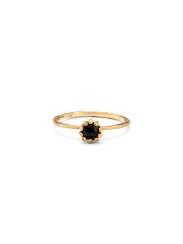 Satomi Kawakita Flower Ring With Black Diamond