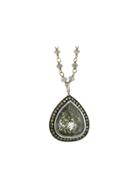 Sethi Couture Green Diamond Slice Pendent In Blackened White Gold On Grey Diamond Chain Necklace