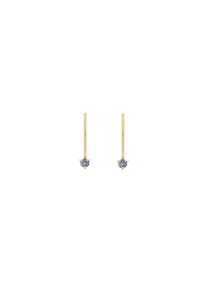 Wwake One-step Bar Earrings - Tanzanite