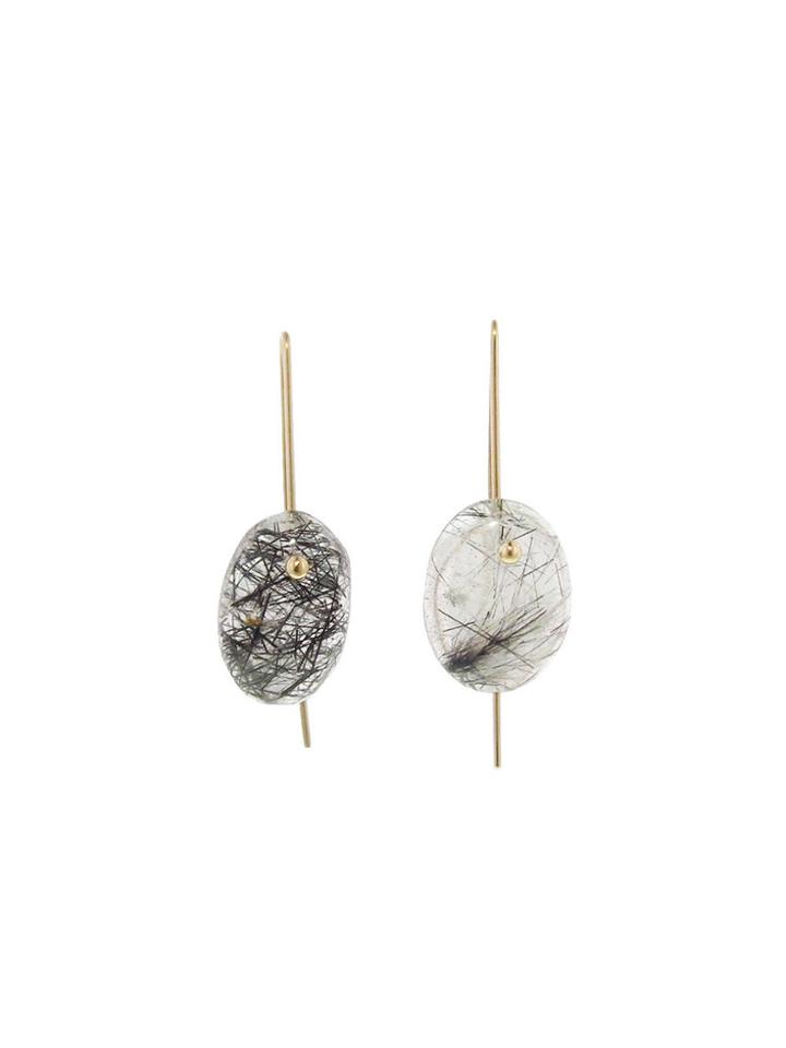 Necessary Stone Oval Short Wire Quartz Earrings