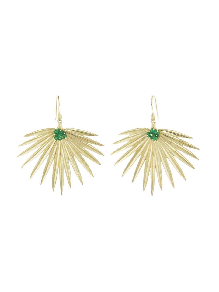 Annette Ferdinandsen Fan Palm Earrings With Emeralds
