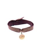 Perle De Lune Happy Medal In Rose Gold - Red Elastic Bracelet