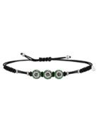 Pippo Perez Small Triple Evil Eye Bracelet With Green Garnets - White Gold