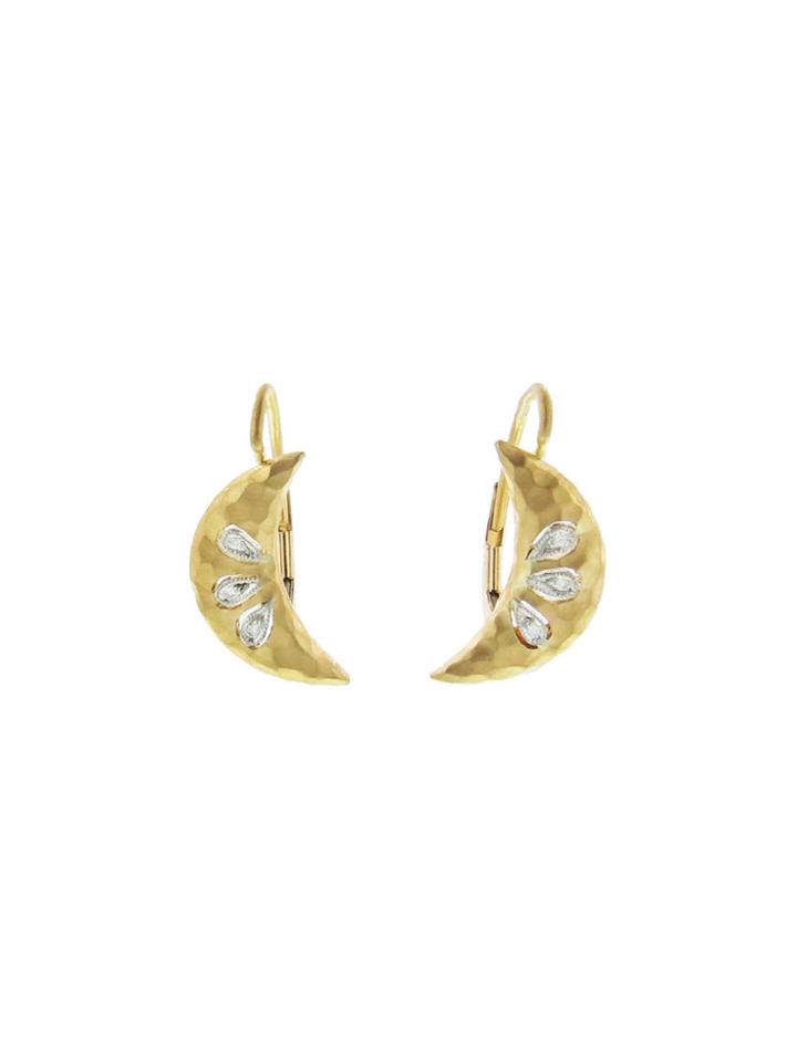 Cathy Waterman Crescent Moon Earrings With Diamonds