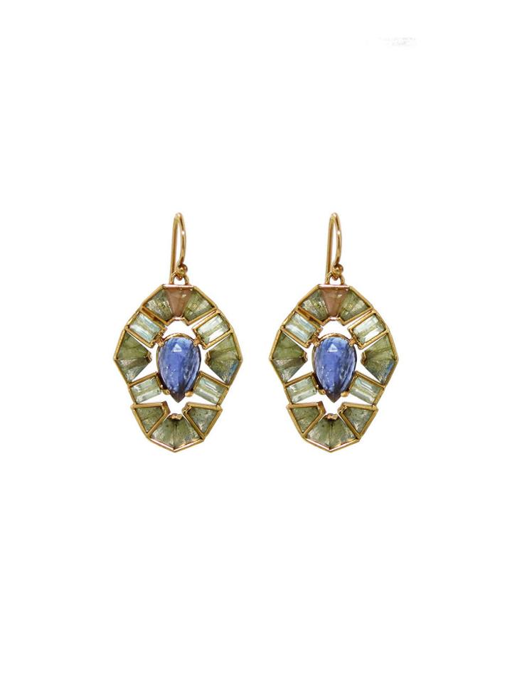 Nak Armstrong Iolite Drop Earrings With Labradorite Mosaics