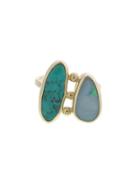 Melissa Joy Manning Turquoise And Opal Double Stone Ring