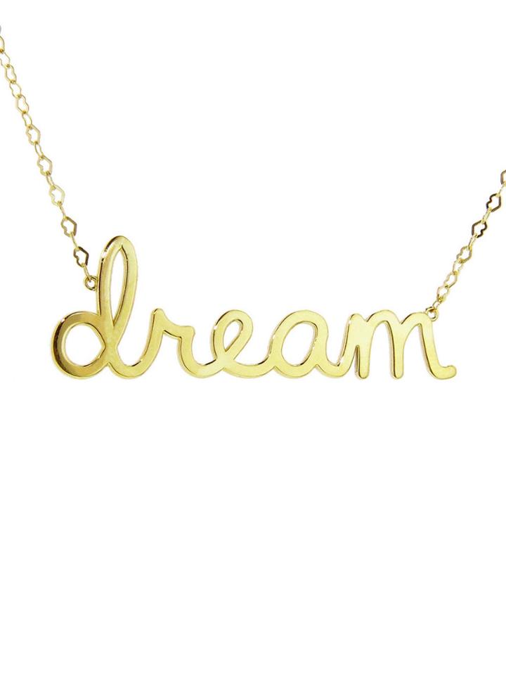 Sydney Evan Large Script Dream Necklace In Yellow Gold