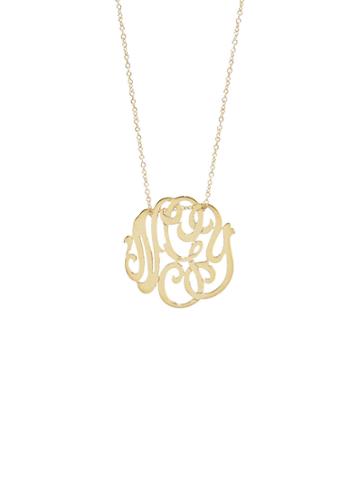 Ginette Ny Mini Lace Monogram Necklace - Yellow Gold
