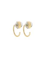 Melissa Joy Manning Tiny Herkimer Diamond Hug Earrings - Yellow Gold