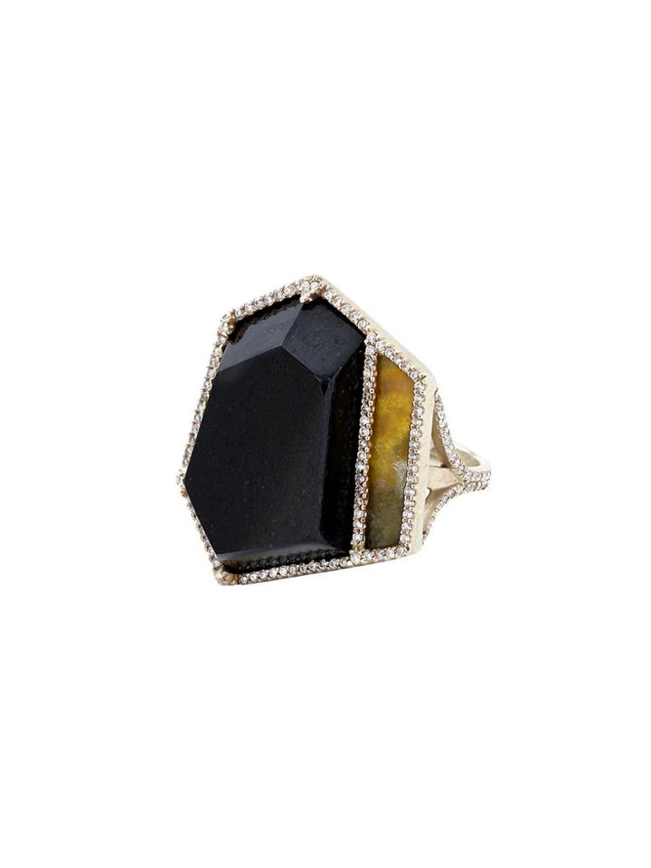 Monique Péan Black Jade And Jasper Ring With Diamonds
