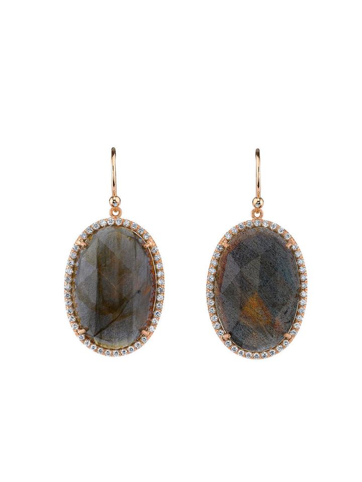 Irene Neuwirth Oval Spectrolite And Diamond Earrings