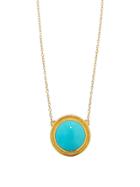 Gurhan Large Round Turquoise Pendant - 24 Karat Yellow Gold