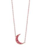 Andrea Fohrman Mini Ruby Crescent Moon Necklace - Rose Gold